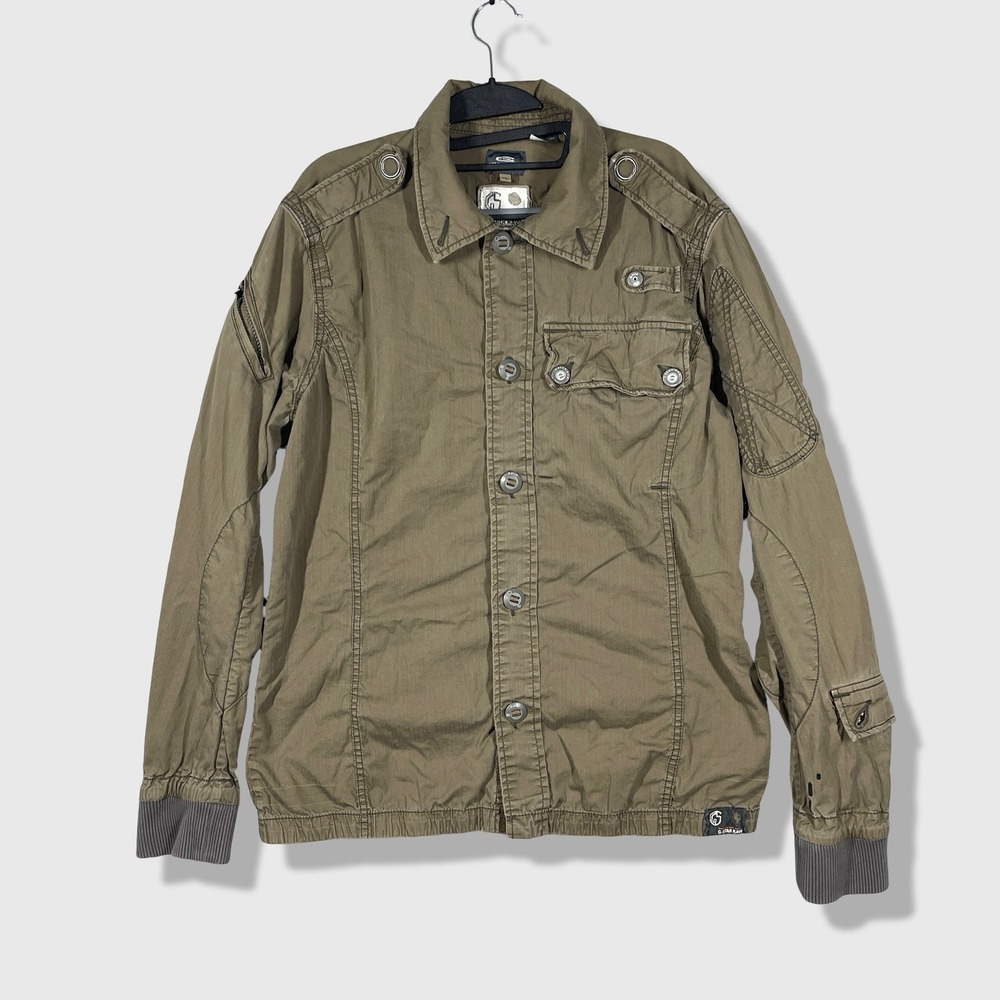 G-Star Raw‎ Field Jacket Mens XL Slim Olive Green Military Utility Workwear